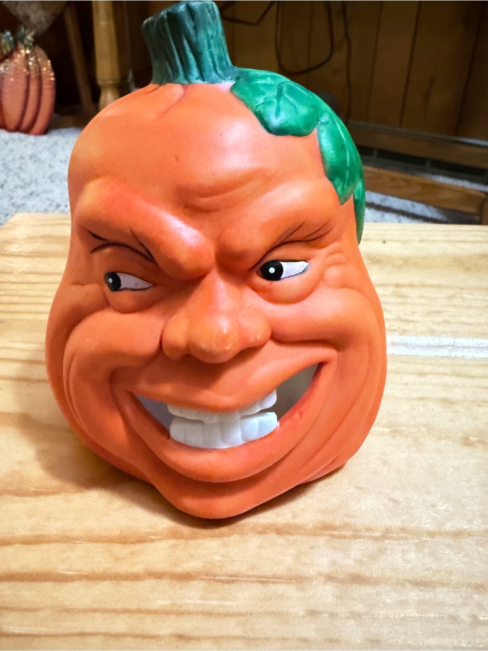 Vintage pumpkin face candle holder